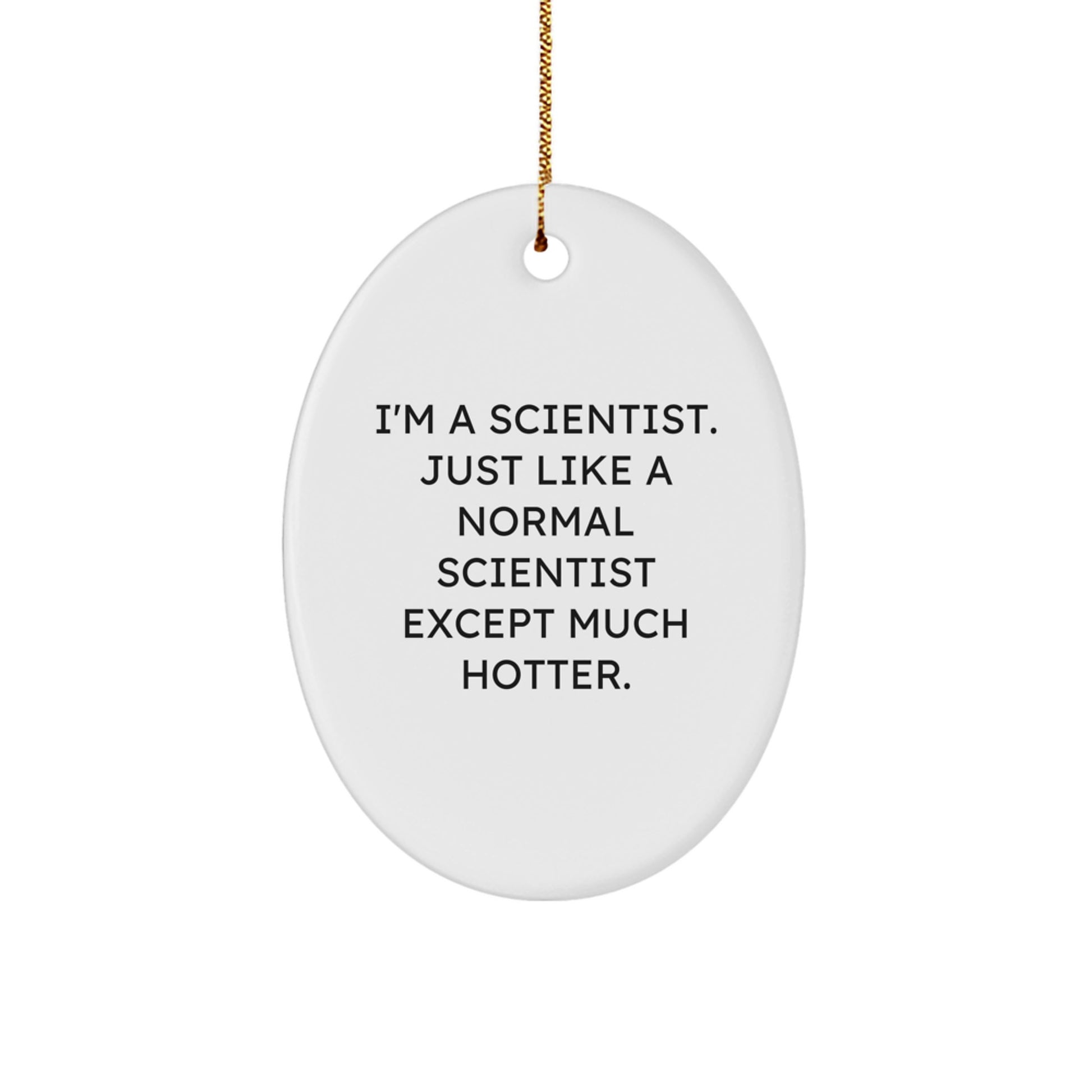 Funny Scientist Gifts from Friends for Scientist, Funny Oval Ornament, I'm A Scientist. Just Like A Normal Scientist Except Much Hotter. Christmas Unique Gifts - Image 1