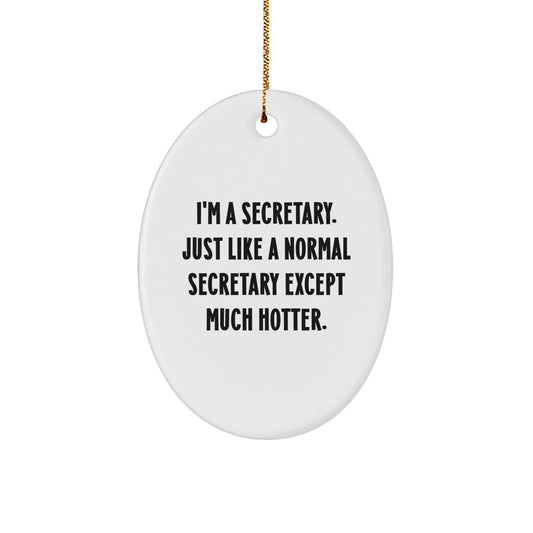 Funny Secretary Oval Ornament Gifts from Men for Secretary Friends, Christmas Unique Gifts for Secretary Women, Oval Ornament Secretary Quotes - Image 1