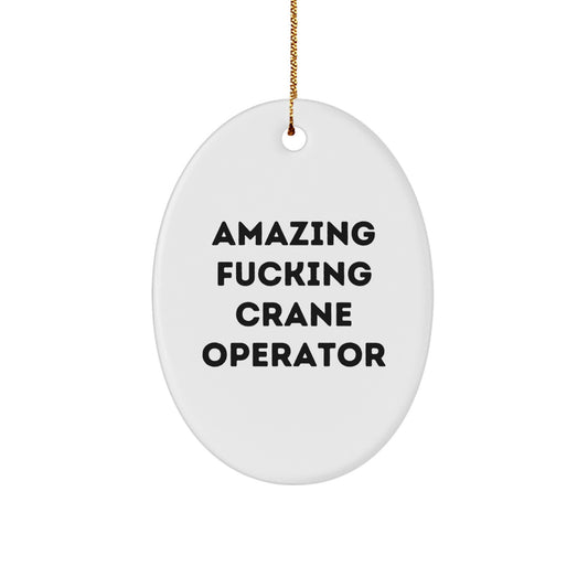 Funny Gifts from Friends to Crane Operator, Crane Operator Oval Ornament with Amazing F--king Quote, Unique Christmas Unique Gifts for Men - Image 1