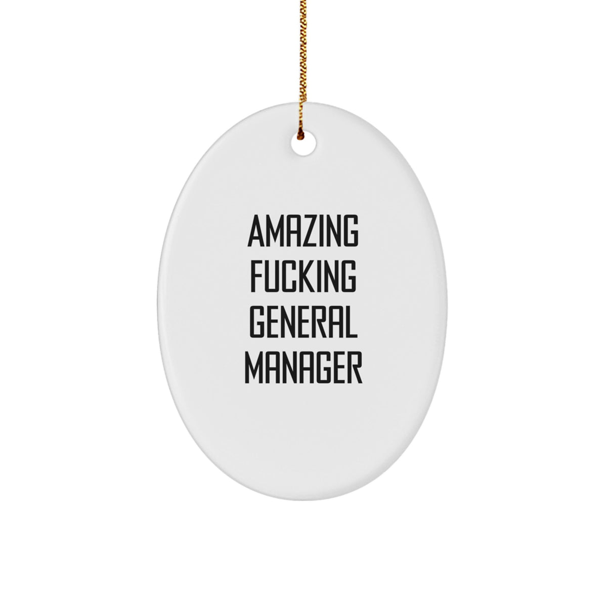 Christmas Gift Oval Ornament for Her – Amazing F*cking General Manager - Image 1