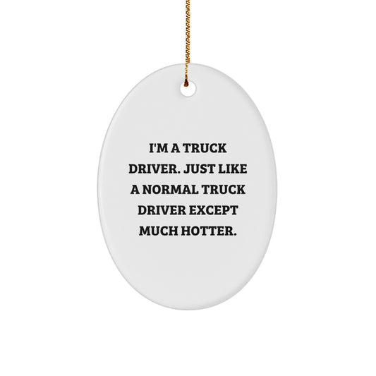 Funny Truck Driver Oval Ornament, Gifts for Truck Drivers from Friends, Cute Truck Driver Christmas Unique Gifts - Image 1