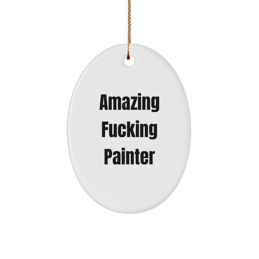 Funny Painter Gifts from Amazing Friends for Christmas Oval Ornament - Image 1