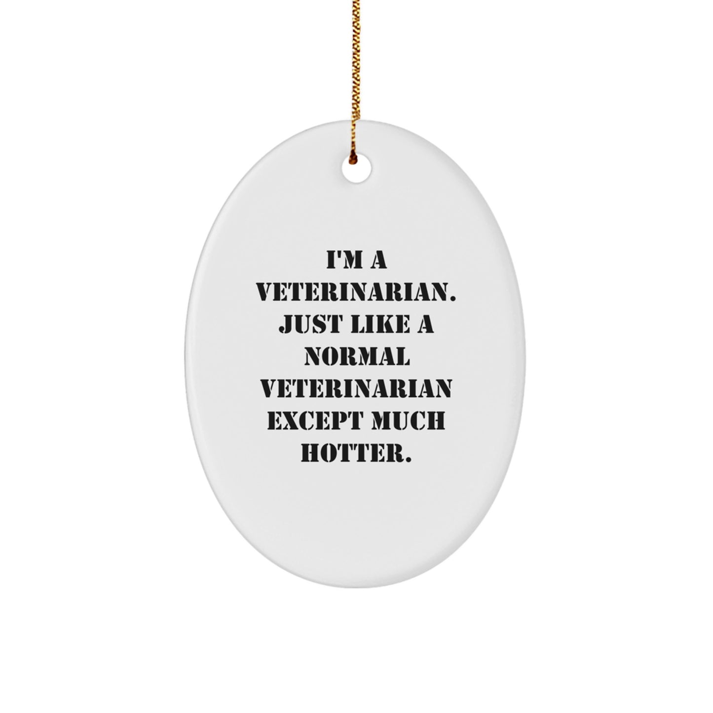 Funny Veterinarian Christmas Unique Gifts from Friends - Cute Oval Ornament for Veterinarian Men - I'm A Veterinarian Except Much Hotter - Image 1