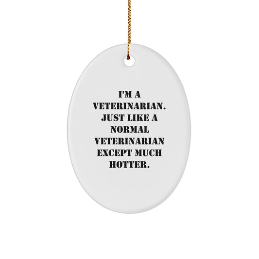 Funny Veterinarian Christmas Unique Gifts from Friends - Cute Oval Ornament for Veterinarian Men - I'm A Veterinarian Except Much Hotter - Image 1