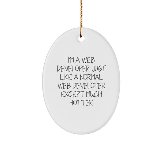 Funny Web Developer Gifts for Men - Oval Ornament, Gifts from Friends, Christmas Unique Decorations - I'm A Web Developer Except Much Hotter. - Image 1