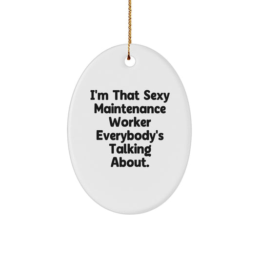 Maintenance Worker Oval Christmas Ornament Gift for Coworkers Surprise - Image 1