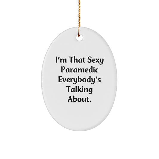 Confident Paramedic Christmas Ornament Gift for Friends - Novelty Oval - Image 1