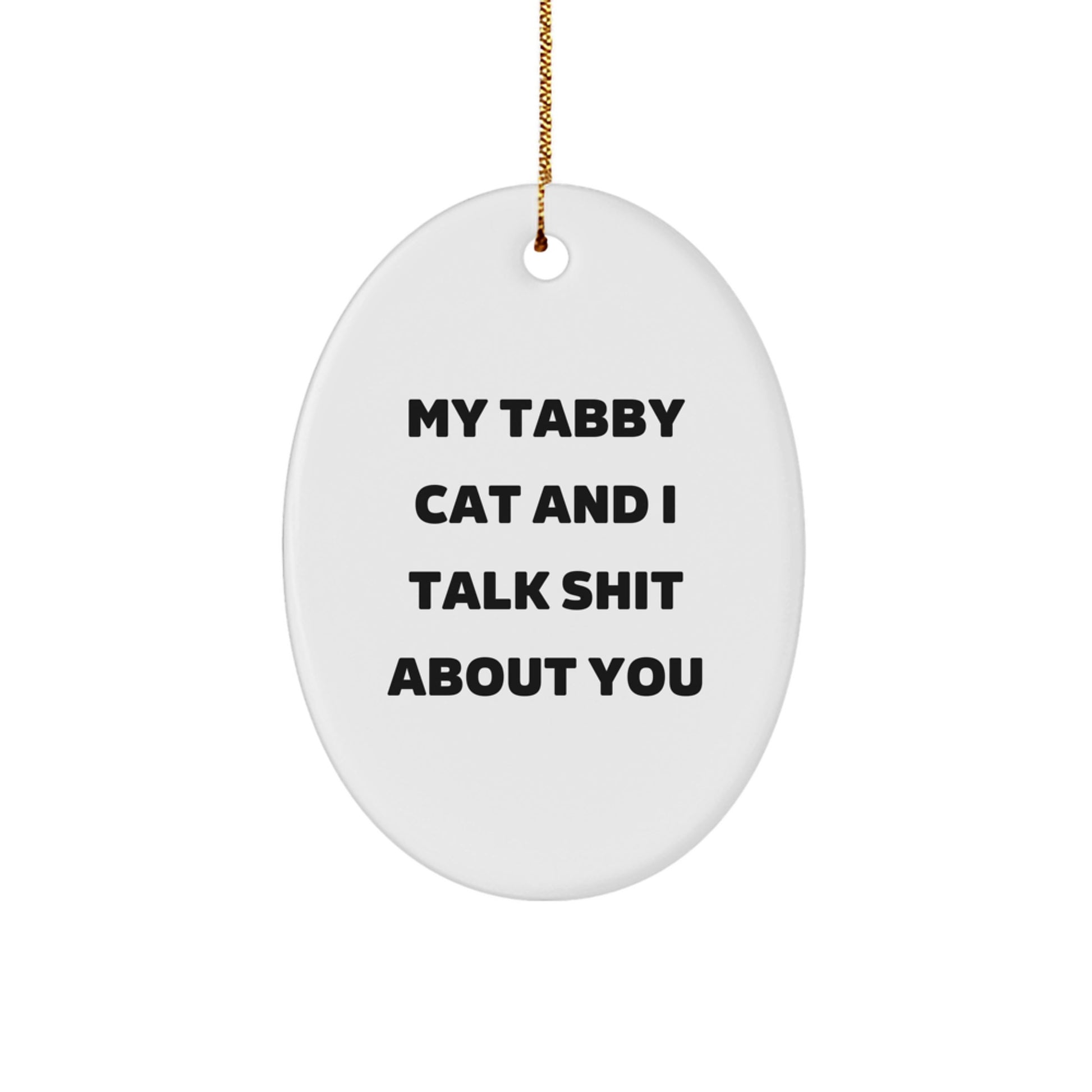 Funny Tabby Cat Oval Ornament, Gifts for Tabby Cat Lovers, My Tabby Cat And I Talk Shit About You Christmas Unique Gifts from Friends - Image 1