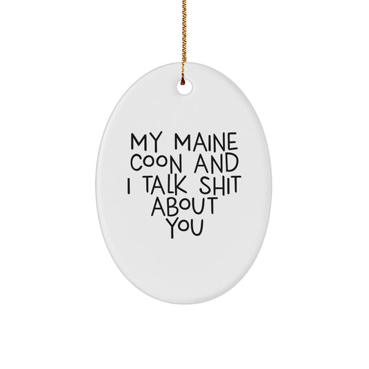 Funny Maine Coon Cat Oval Ornament Gifts from Family for Christmas Unique Presents - Image 1