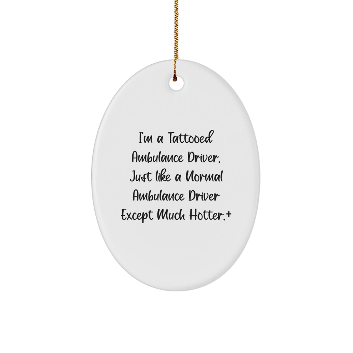 Oval Christmas Ornament Gift for Coworkers – Tattooed Ambulance Driver - Image 1