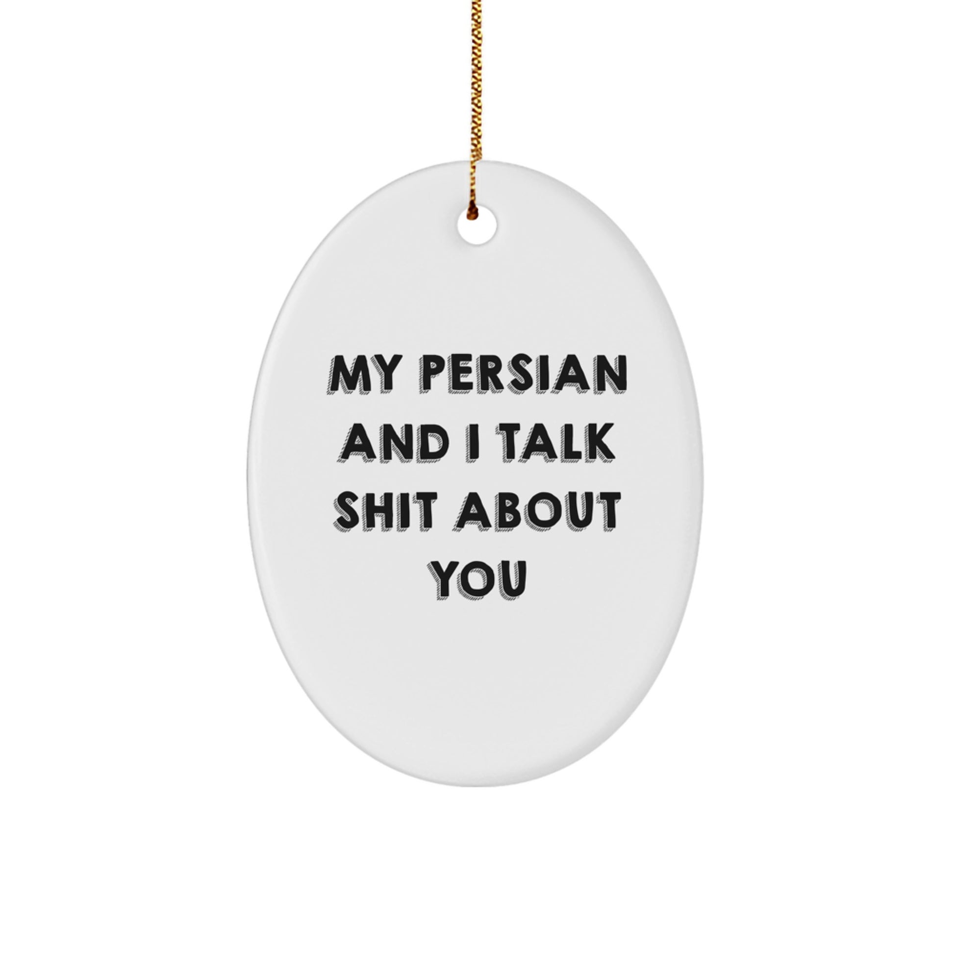 Funny Persian Cat Oval Ornament Gifts from Friends and Family for Christmas Unique Decorations - My Persian And I Talk Shit About You - Image 1