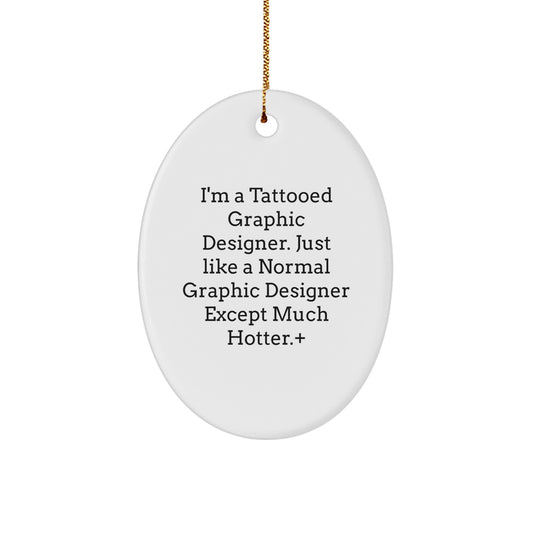 Christmas Gift Surprise Oval Ornament for Teens Graphic Designer - Image 1