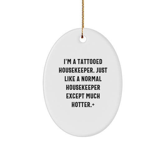 Christmas Ornament Gift for Coworkers - Tattooed Housekeeper Idea - Image 1