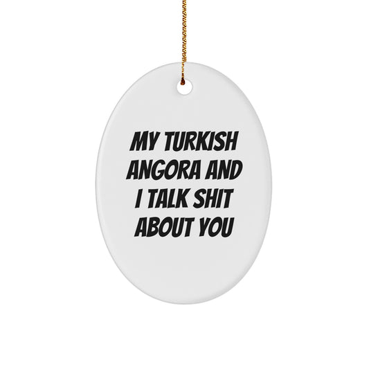 Funny Turkish Angora Cat Gifts from Friends, Unique Oval Ornament for Men, Women, Family, Christmas Unique Gifts - Image 1