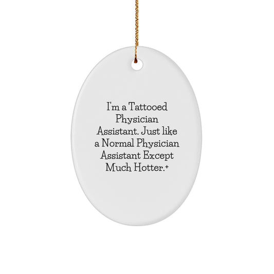Oval Christmas Ornament for Coworkers Idea Gift – Tattooed Physician - Image 1