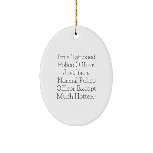 Christmas Ornament Gift Playful Tattooed Police Officer Keepsake - Image 1