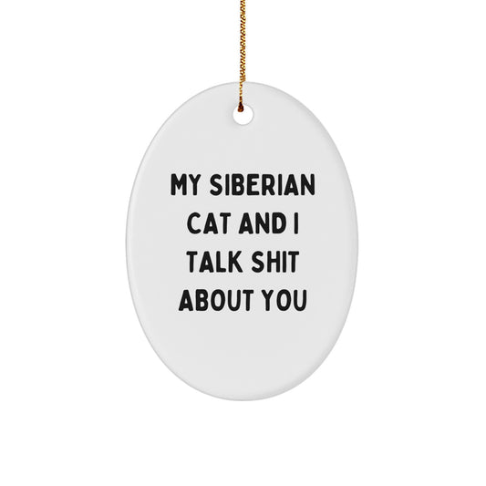 Siberian Cat Christmas Unique Gifts from Men Funny Oval Ornaments - Image 1
