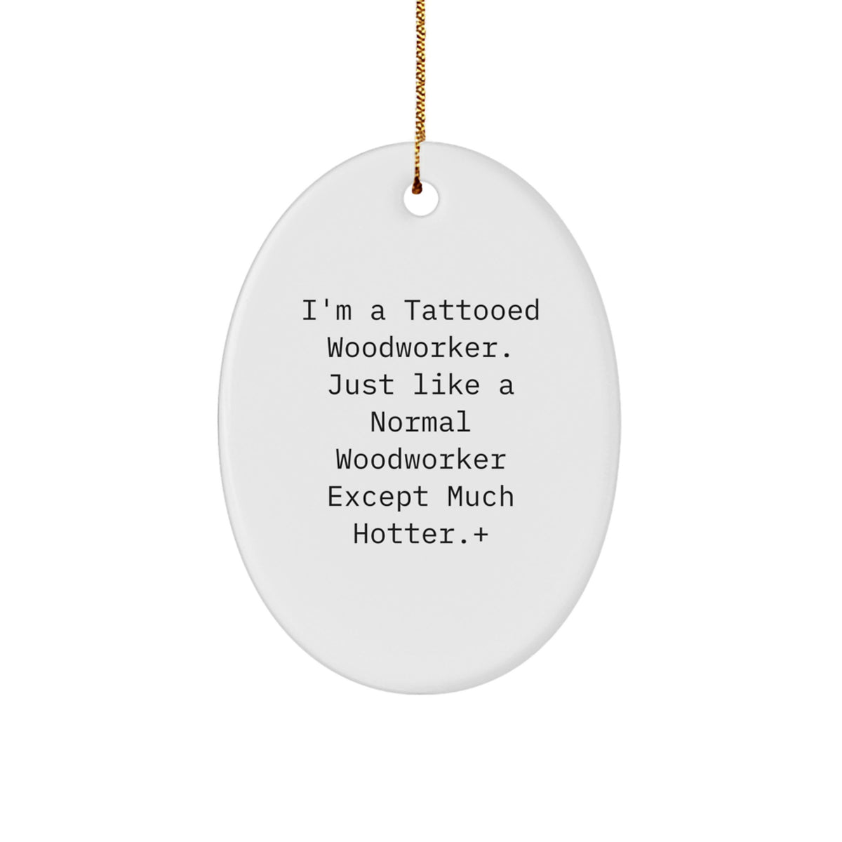 Woodworker Oval Christmas Ornament Gift for Him Tattooed Woodworker - Image 1
