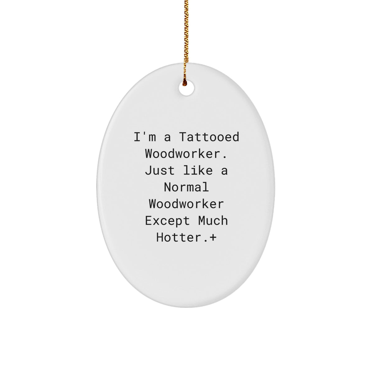 Christmas Unique Gift for Her Tattooed Woodworker Oval Ornament Present - Image 1