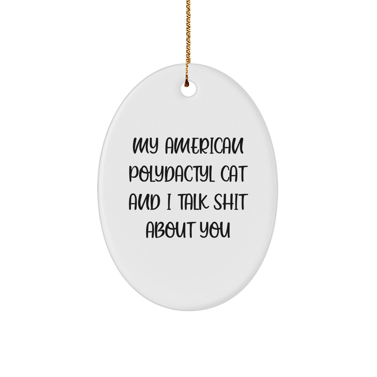 Funny American Polydactyl Cat Oval Ornament Gifts from Friends to Family for Christmas Unique - Image 1