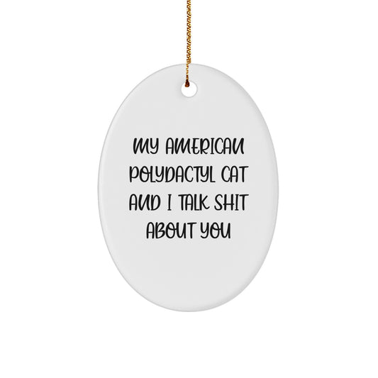 Funny American Polydactyl Cat Oval Ornament Gifts from Friends to Family for Christmas Unique - Image 1
