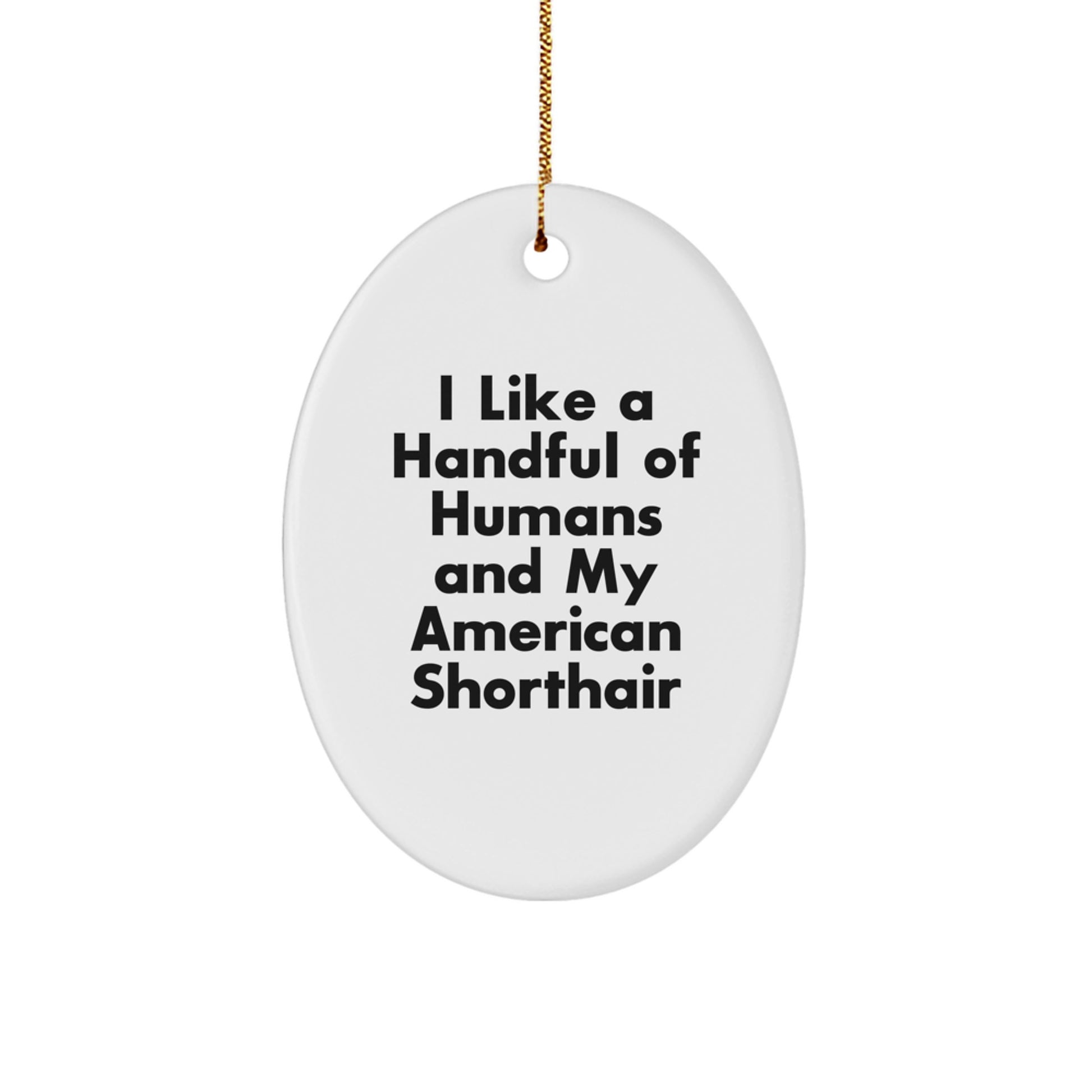 I Like A Handful Of Humans And My American Shorthair Cat Gifts, Oval Ornament, Funny Quote, Christmas Unique Gifts from Family to Friends - Image 1