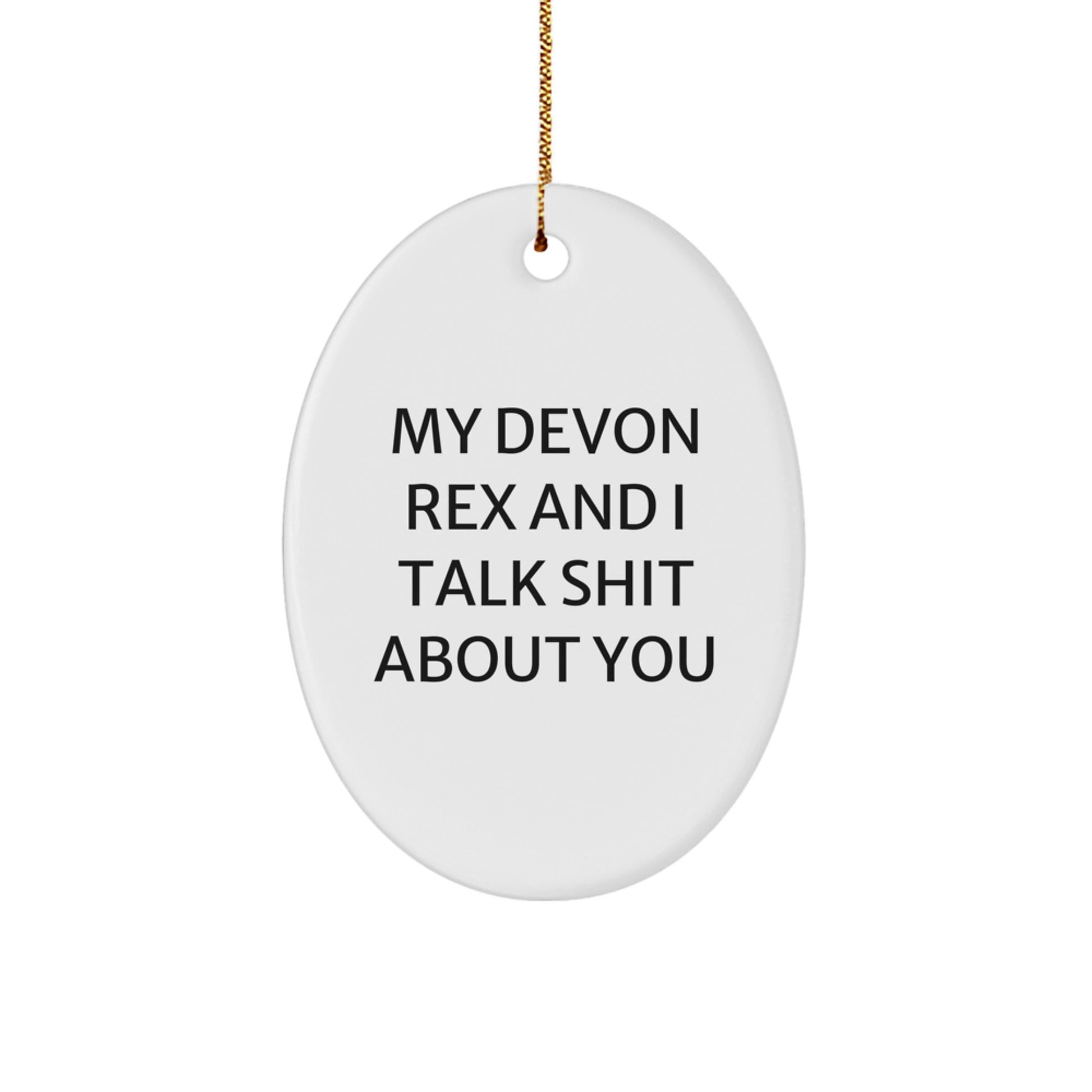 Funny Devon Rex Cat Oval Ornament Gifts from Men to Friends for Christmas, My Devon Rex and I Talk Shit About You Home Decor - Image 1