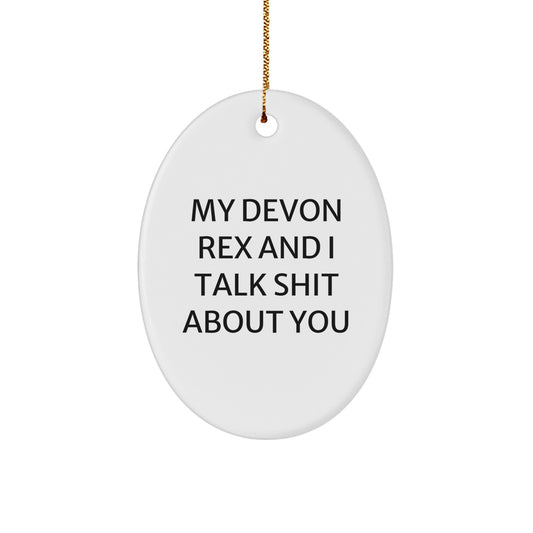 Funny Devon Rex Cat Oval Ornament Gifts from Men to Friends for Christmas, My Devon Rex and I Talk Shit About You Home Decor - Image 1