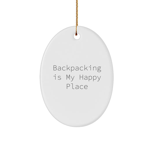 Backpacking Gifts for Men - Oval Ornament, Funny Quote, Christmas Unique Gifts from Friends, Family, Coworkers - Image 1
