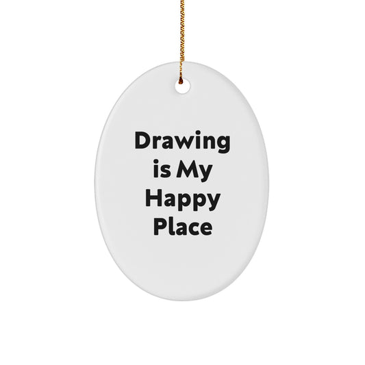 Funny Quote Oval Ornament for Drawing Enthusiasts Gifts from Family for Christmas - Image 1