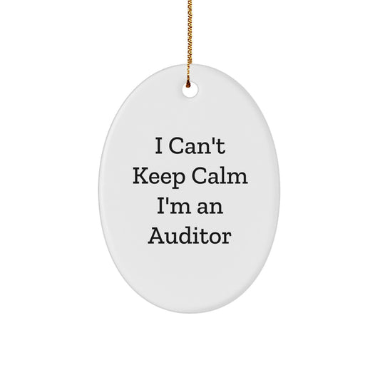 Funny Auditor Gift for Men Oval Ornament I Can't Keep Calm Gifts from Family Friends Coworkers - Image 1