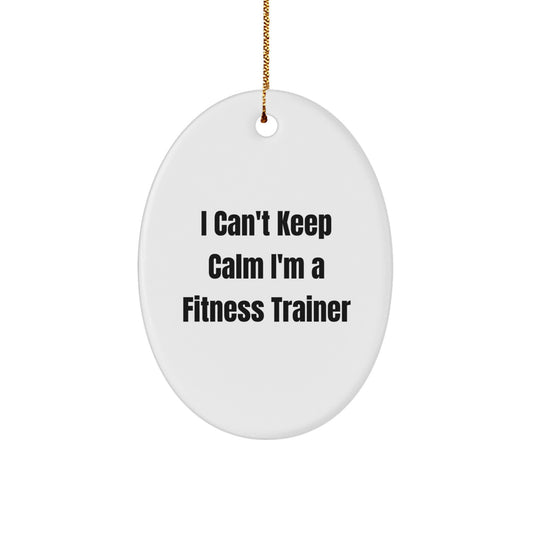 Funny Fitness Trainer Gifts from Friends - Oval Ornament - 'I Can't Keep Calm I'm A Fitness Trainer' Motivational Christmas Unique Decorations for Fitness Trainers Men Women - Image 1