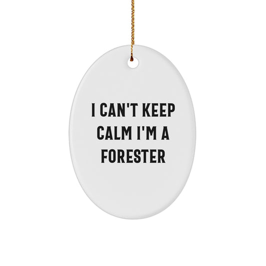 Funny Forester Gifts from Friends - I Can't Keep Calm Oval Ornament for Forester Men Women - Image 1