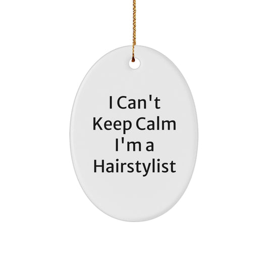 Funny Hairstylist Gifts from Friends - Oval Ornament for Christmas Unique Presents - Image 1