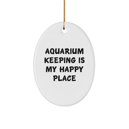 Funny Oval Ornament Gifts from Friends for Aquarium Keeping Enthusiasts, Christmas Unique Decorations, Oval Shaped White, Gifts for Men Women Family - Image 1