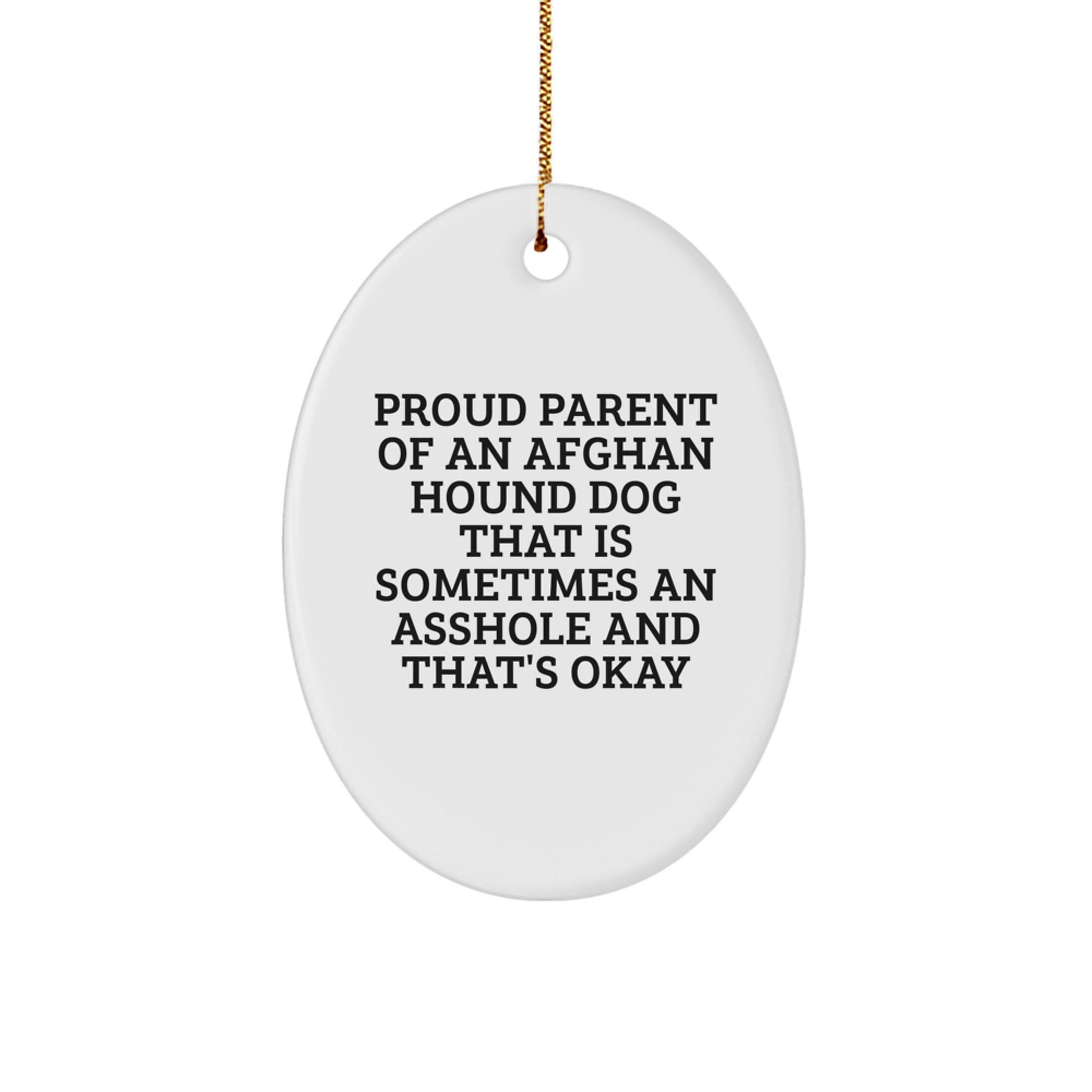 Funny Afghan Hound Dog Gifts for Mom - Oval Ornament from Family - Image 1