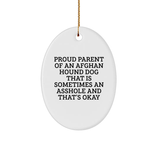 Funny Afghan Hound Dog Gifts for Mom - Oval Ornament from Family - Image 1