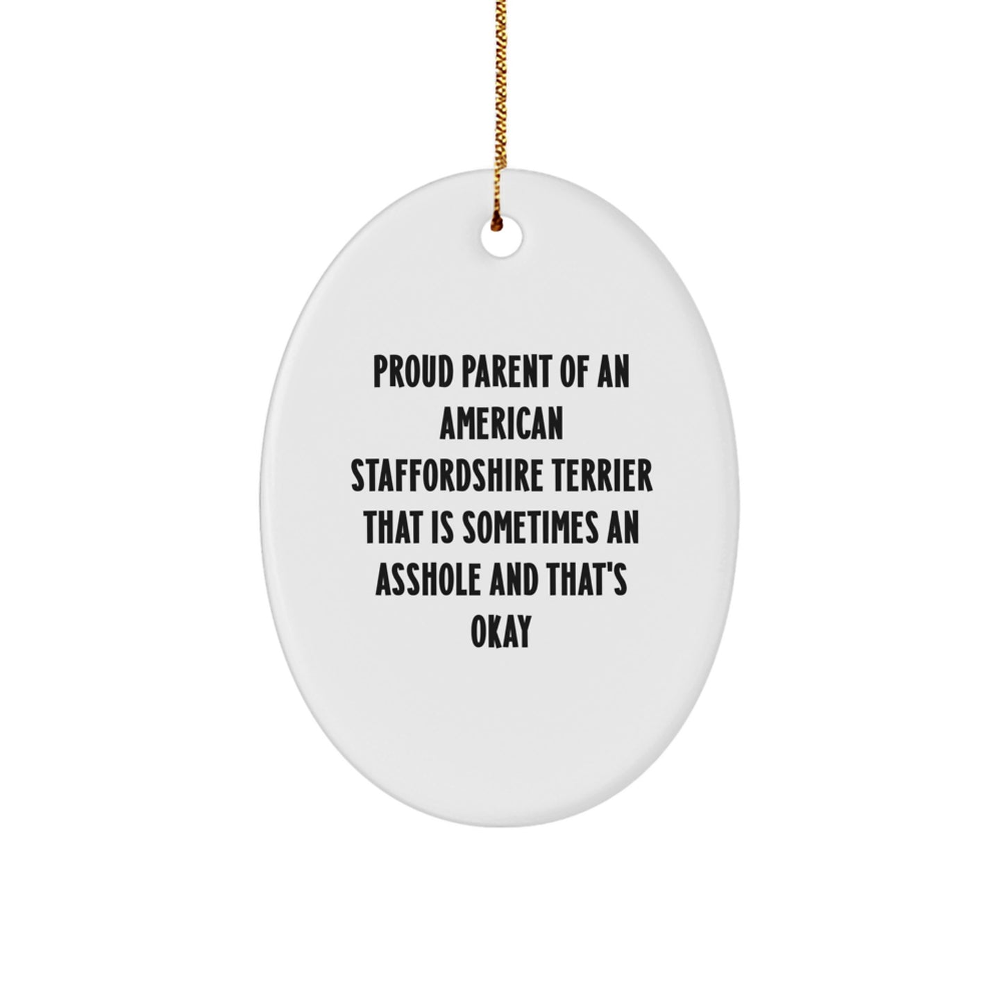 Funny American Staffordshire Terrier Dog Oval Ornament Gifts from Men to Friends and Family for Christmas Unique - Image 1