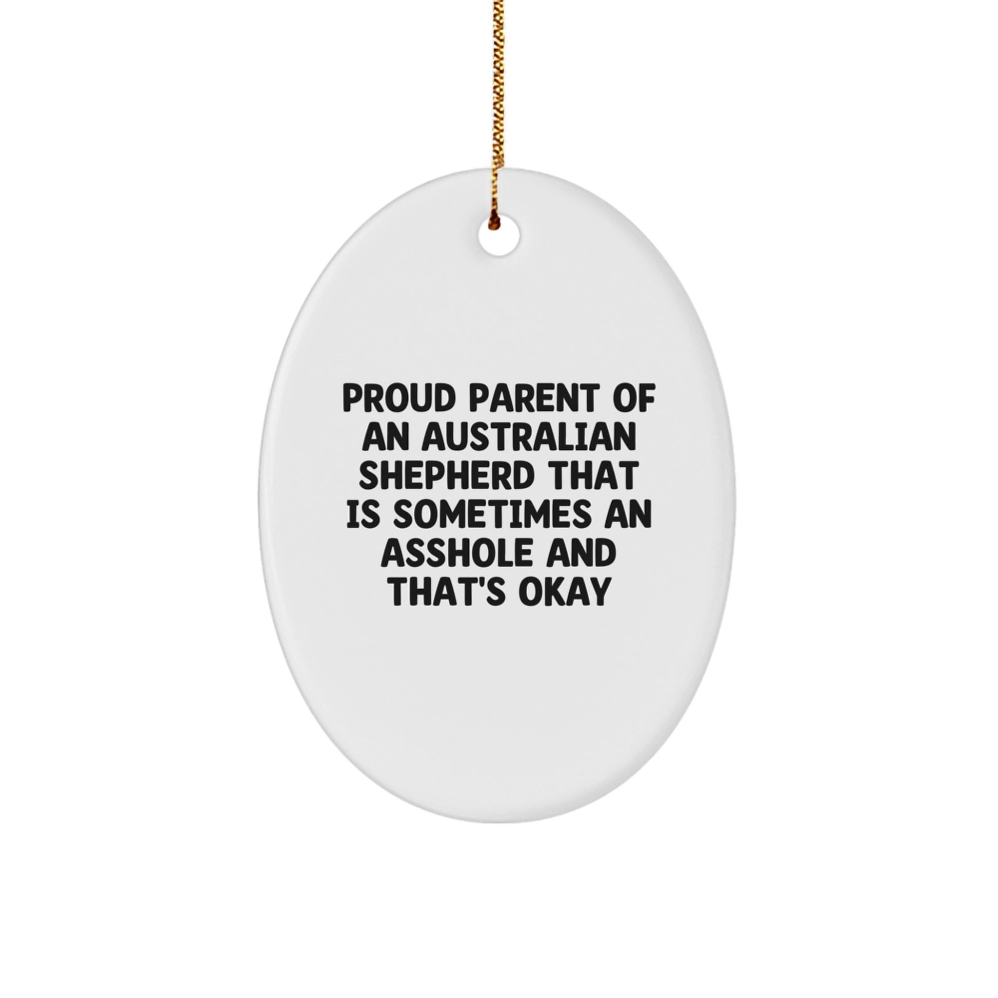 Funny Australian Shepherd Dog Christmas Unique Gifts for Dad from Son - Proud Parent Oval Ornament - Image 1