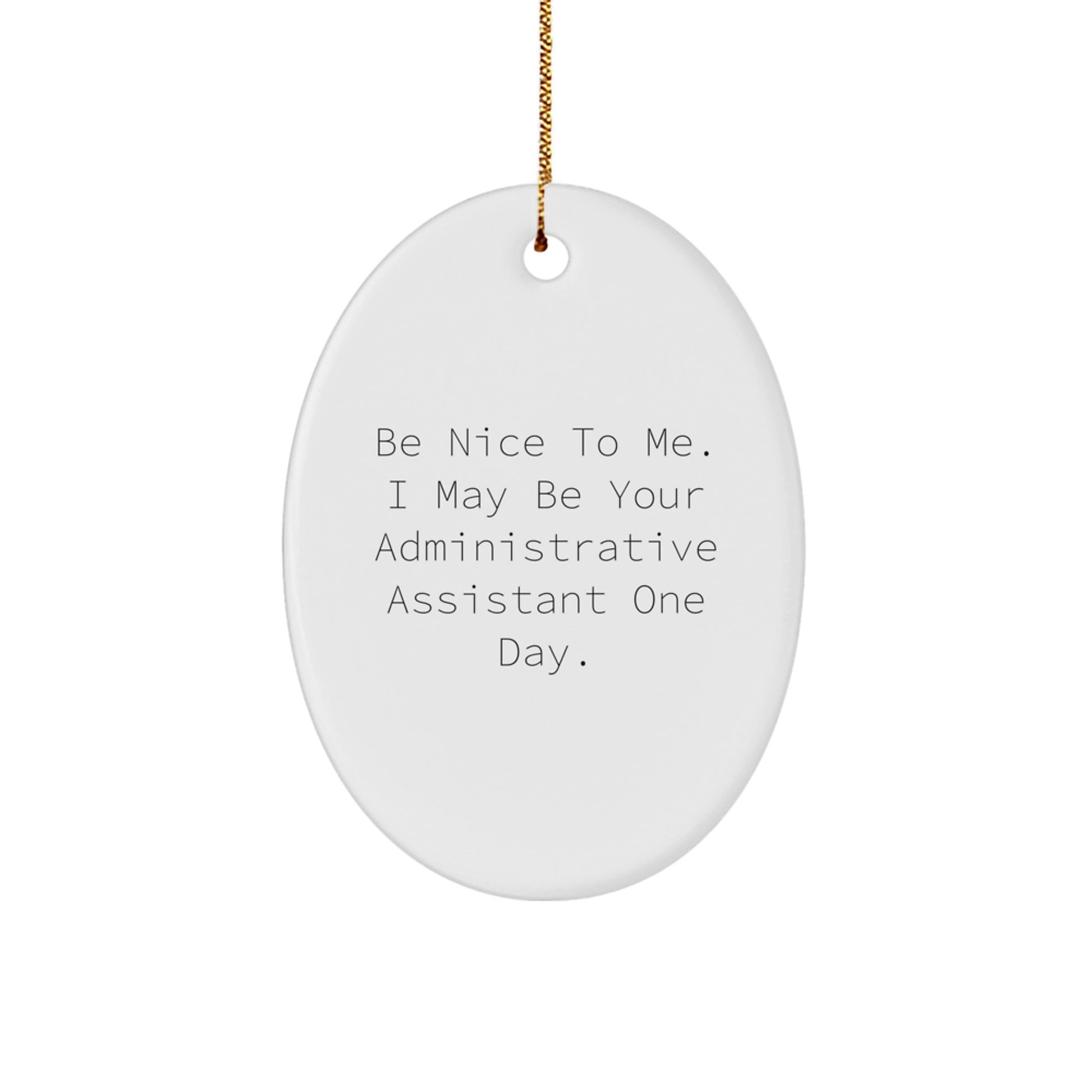 Funny Administrative Assistant Oval Ornament Gifts from Friends, Christmas Unique Office Decor for Administrative Assistant, Be Nice To Me. I May Be Your Administrative Assistant One Day. - Image 1