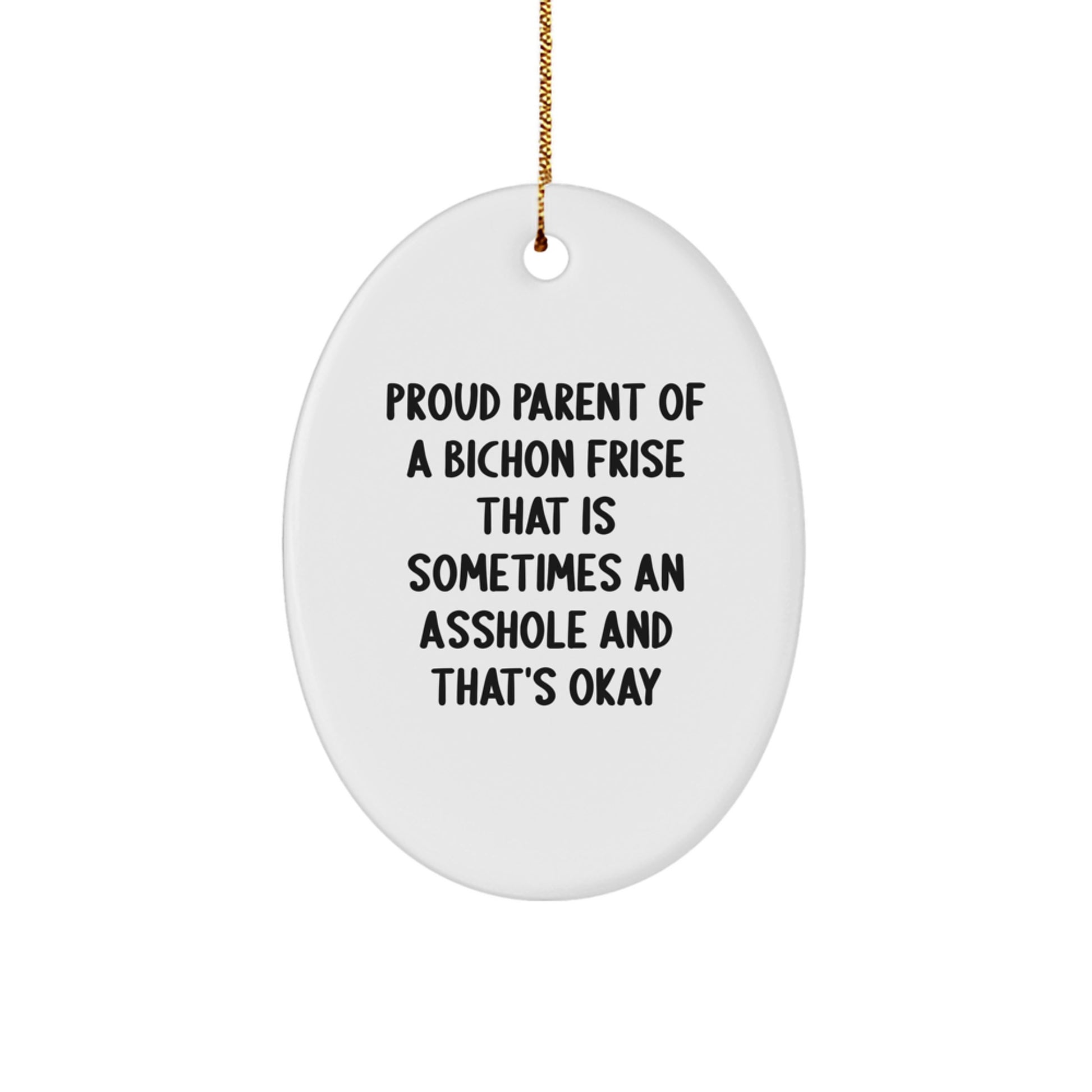 Funny Bichon Frise Dog Gifts from Friends for Men Women Family Christmas Unique Ornament with Quote - Proud Parent of a Bichon Frise That Is Sometimes an Asshole and That's Okay - Image 1