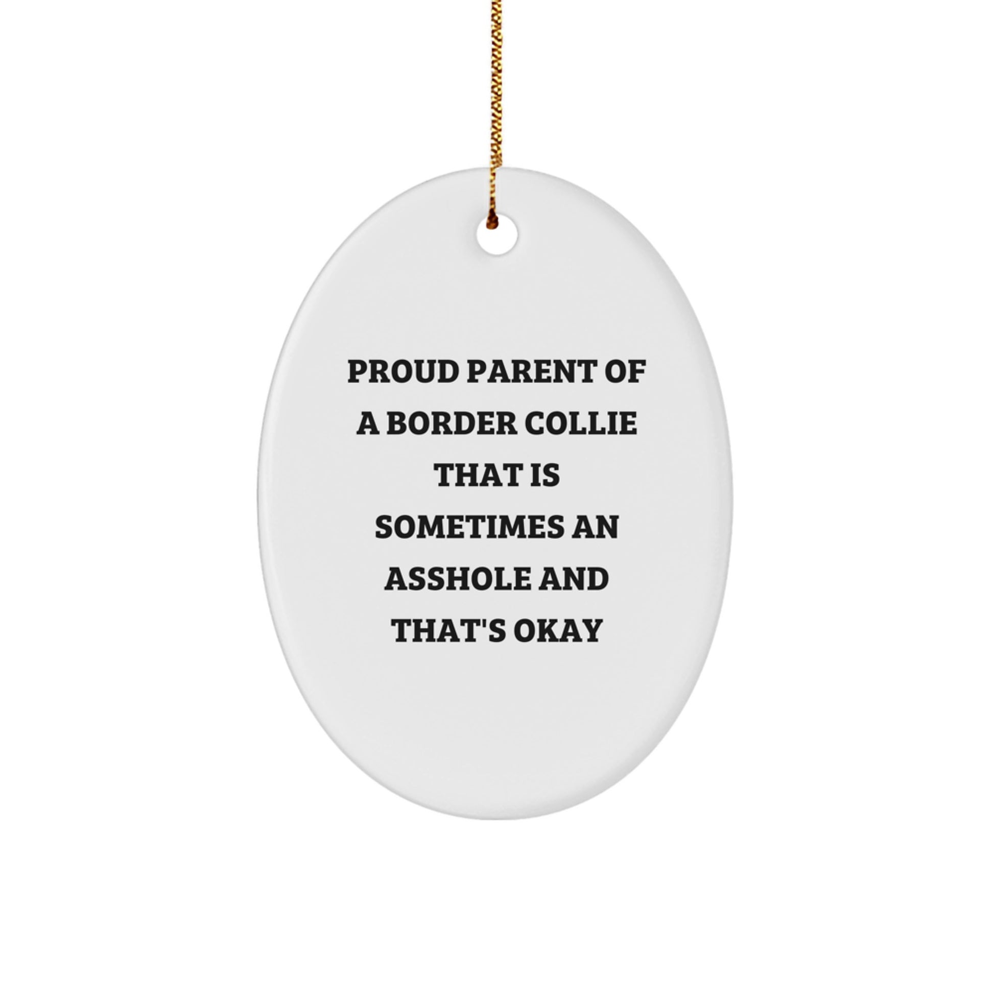 Funny Border Collie Dog Gifts from Mom to Best Friend - Oval Ornament for Christmas Unique Presents - Image 1