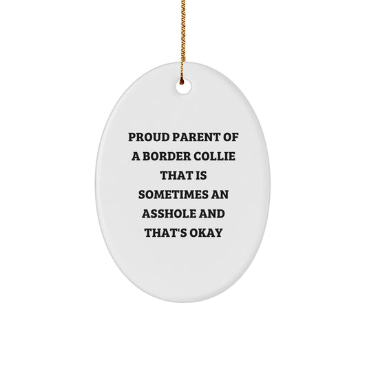 Funny Border Collie Dog Gifts from Mom to Best Friend - Oval Ornament for Christmas Unique Presents - Image 1