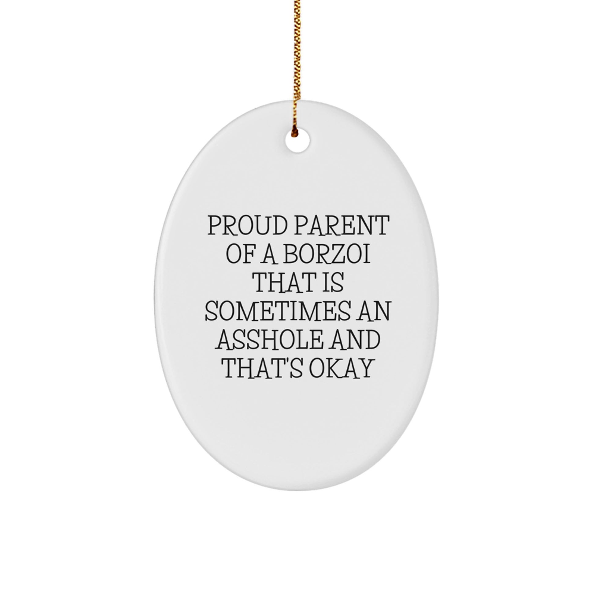 Funny Borzoi Dog Lover Gifts for Christmas Unique Presents from Friends and Family - Oval Ornament - Image 1
