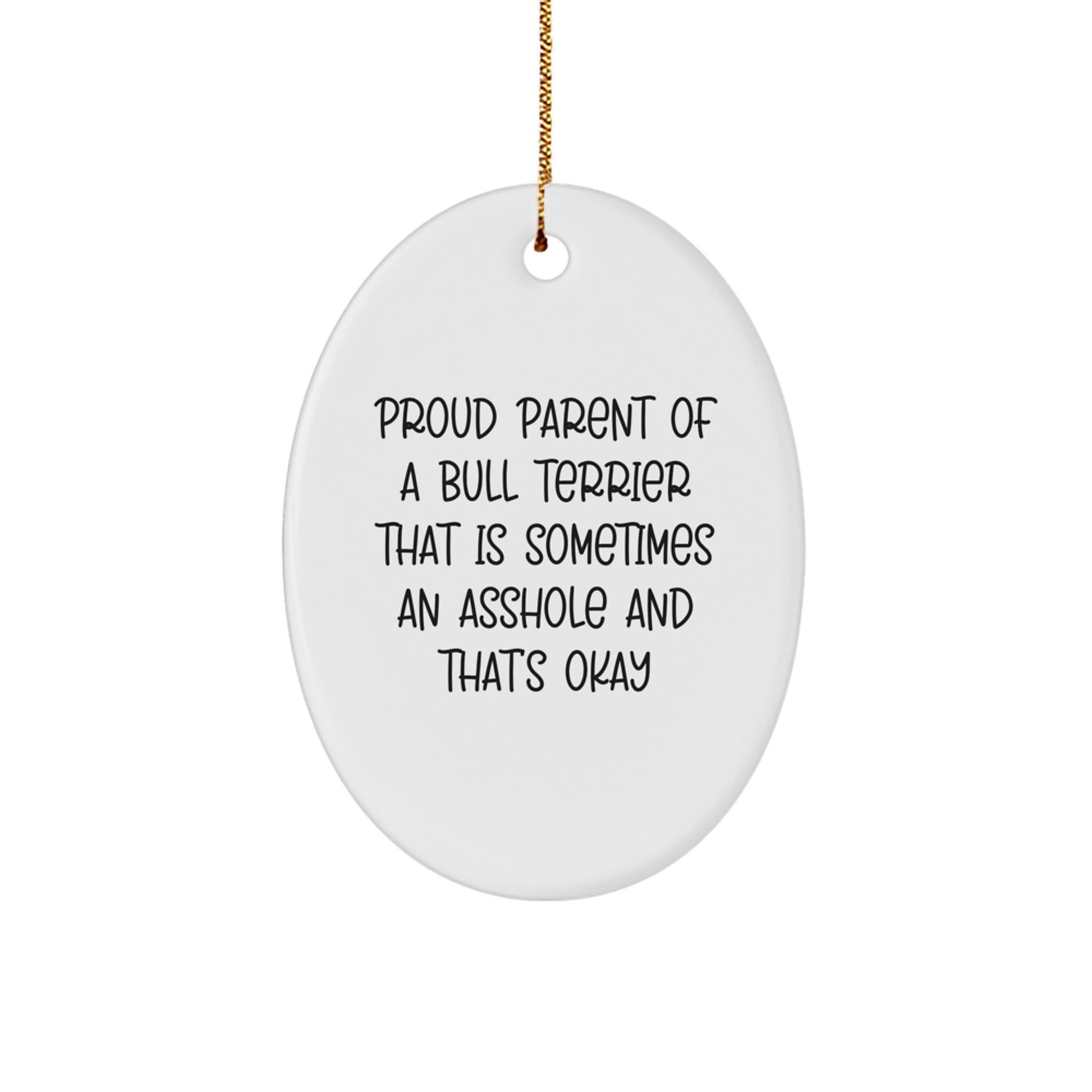 Bull Terrier Dog Gifts for Men - Oval Ornament with Funny Quote, Christmas Unique Gifts from Family - Image 1