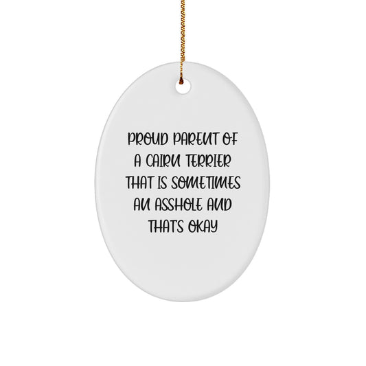 Funny Cairn Terrier Dog Gifts for Men - Proud Parent Oval Ornament Christmas Unique Gifts from Friends - Image 1