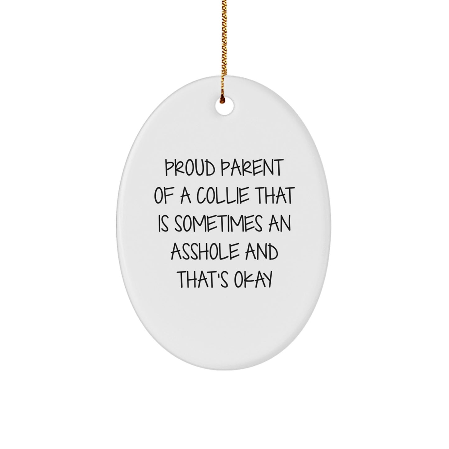 Funny Collie Dog Oval Ornaments Gifts from Family to Friends for Christmas Unique Decorations - Image 1