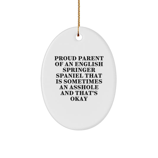 Funny English Springer Spaniel Dog Gifts from Men to Friends, Oval Ornament for Christmas Unique Gifts for Proud Parents - Image 1