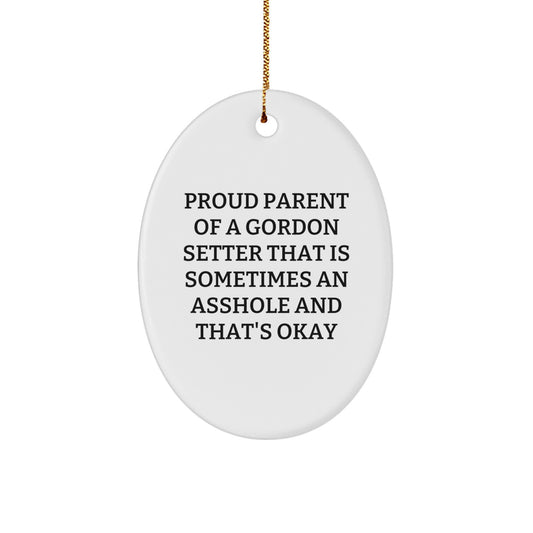 Funny Gordon Setter Dog Oval Ornament Gifts from Men to Family for Christmas Unique Decorations - Image 1