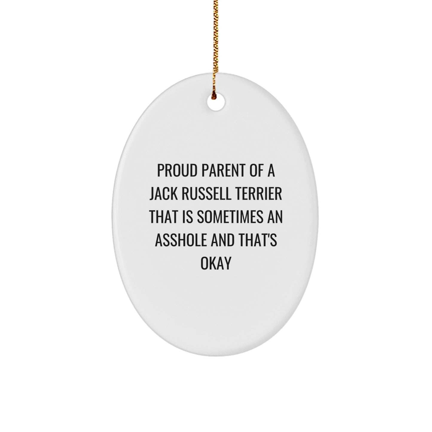 Funny Jack Russell Terrier Dog Gifts for Men, Women, Friends from Proud Parents - Oval Ornament, Christmas Unique Decoration - Image 1